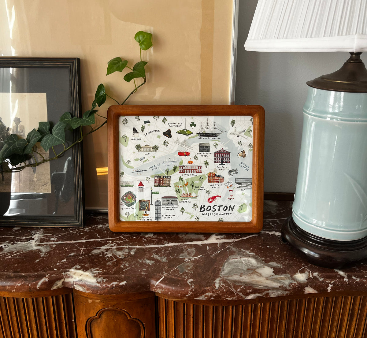 Boston Map - Framed Small
