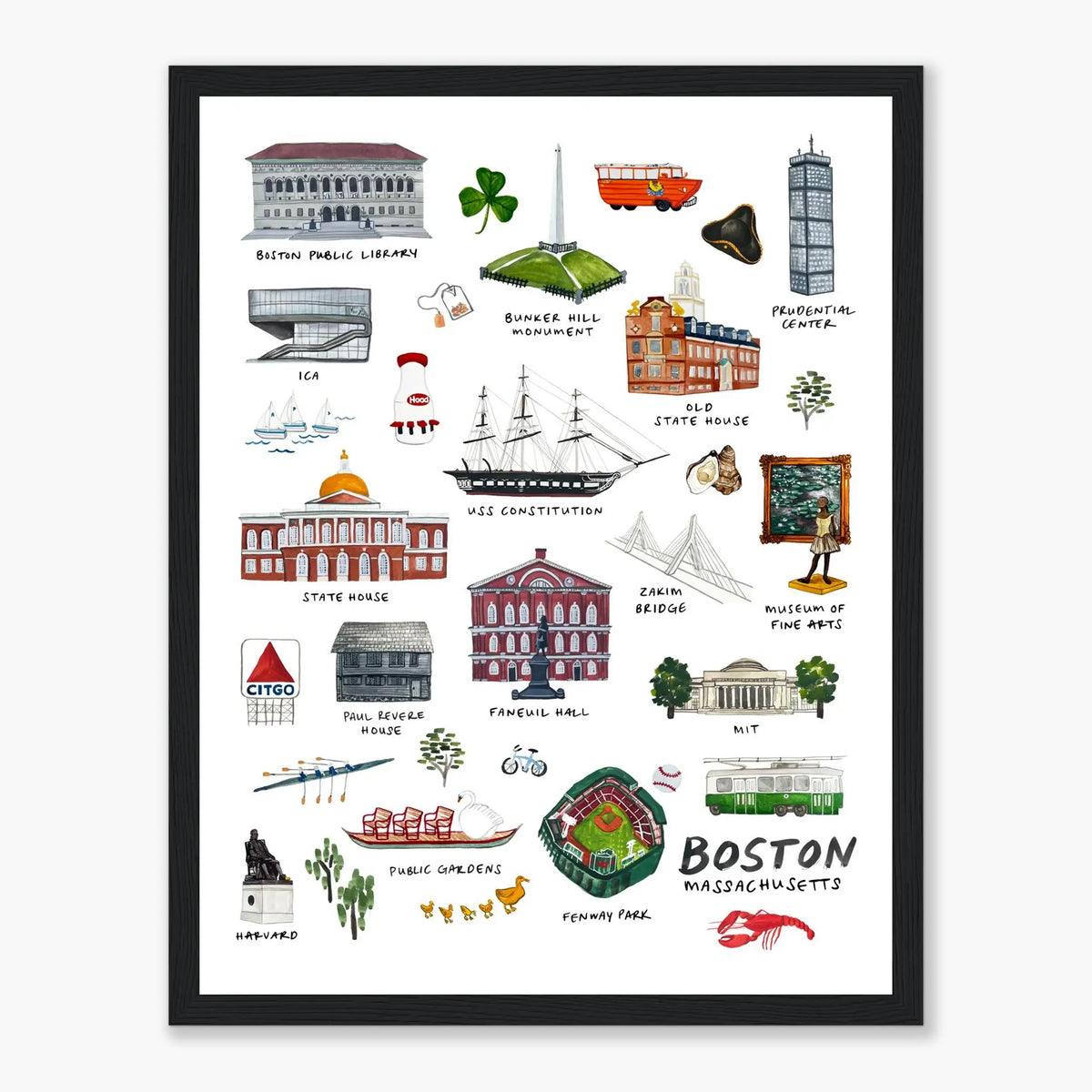 Boston Landmarks - Framed Print