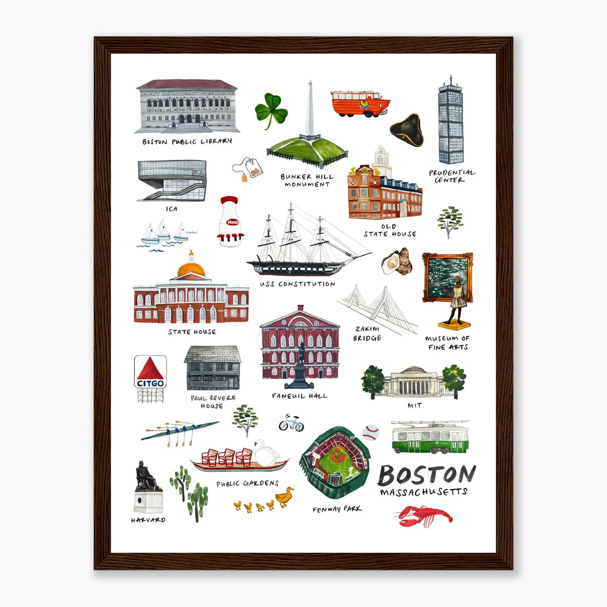 Boston Landmarks - Framed Print