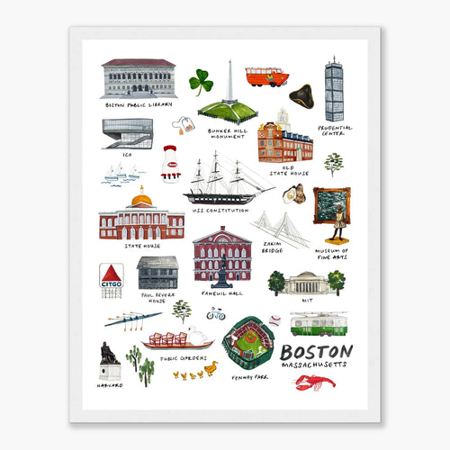 Boston Landmarks - Framed Print