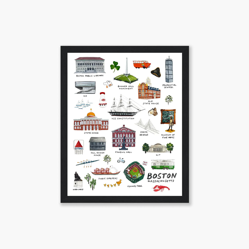 Boston Landmarks - Framed Print