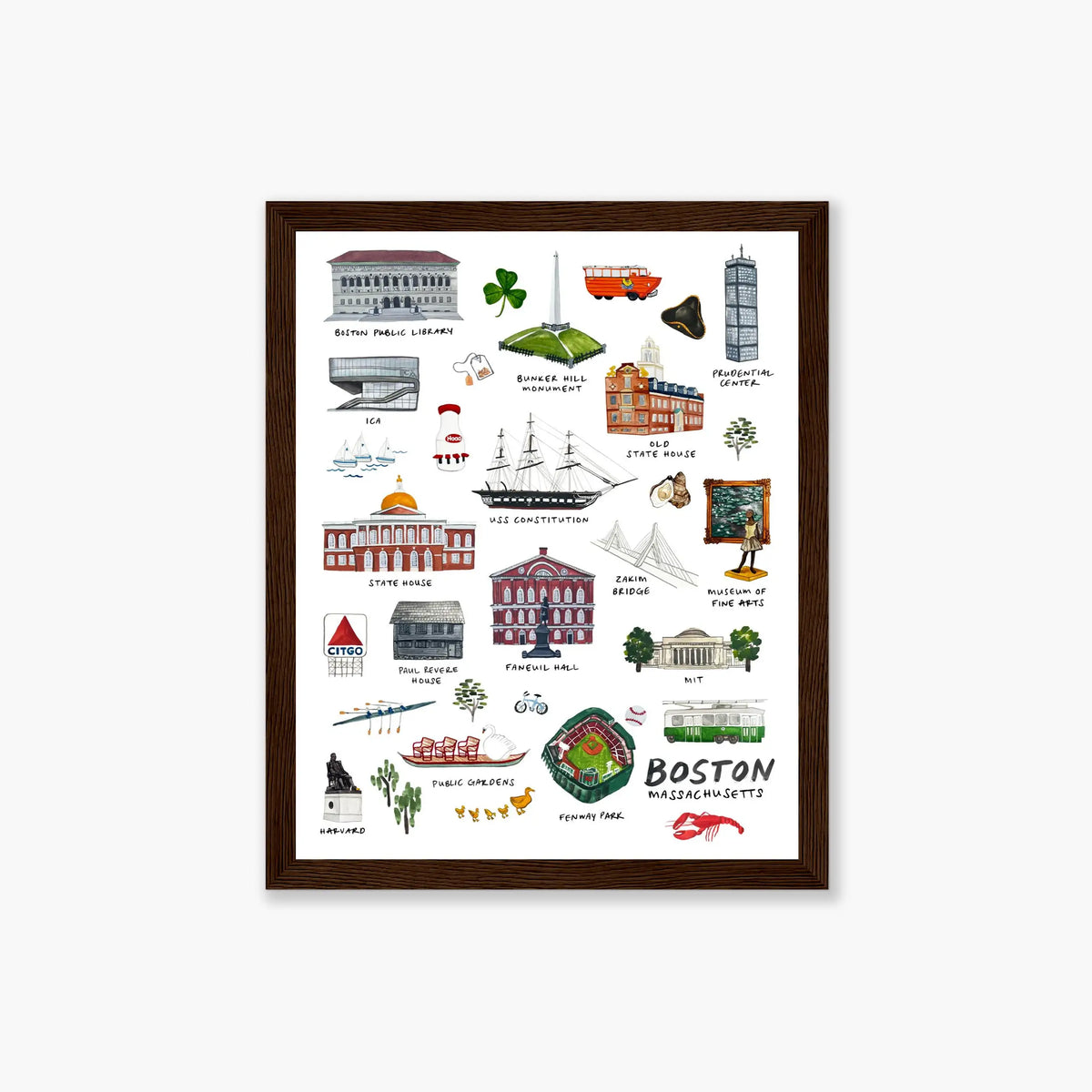 Boston Landmarks - Framed Print
