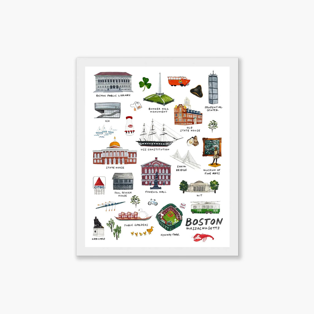Boston Landmarks - Framed Print