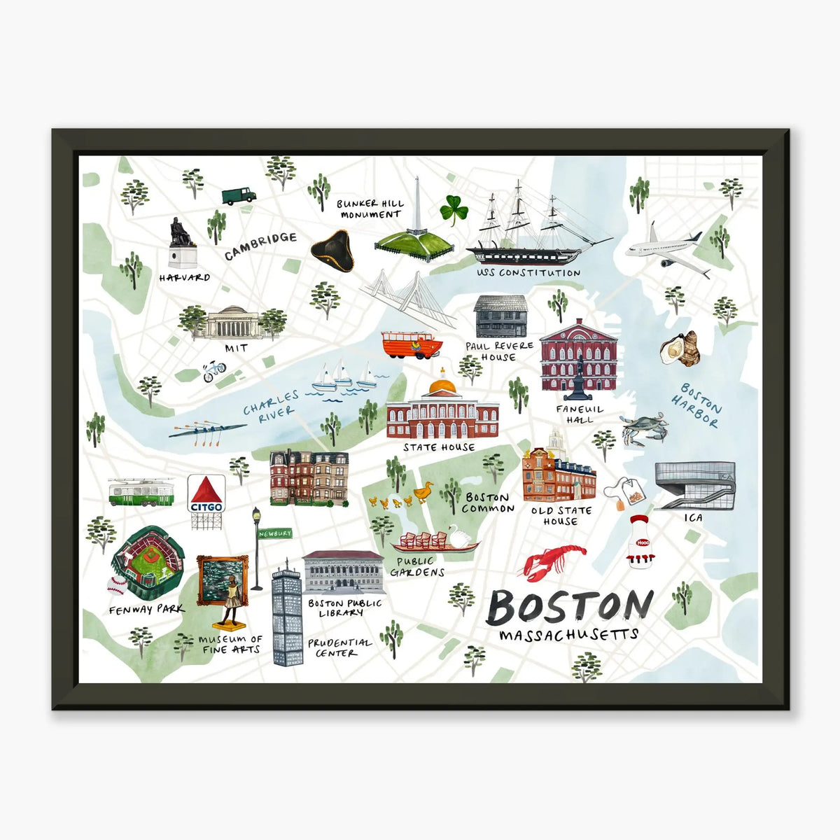 Boston Map - Framed