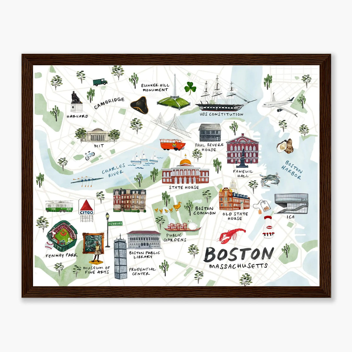 Boston Map - Framed