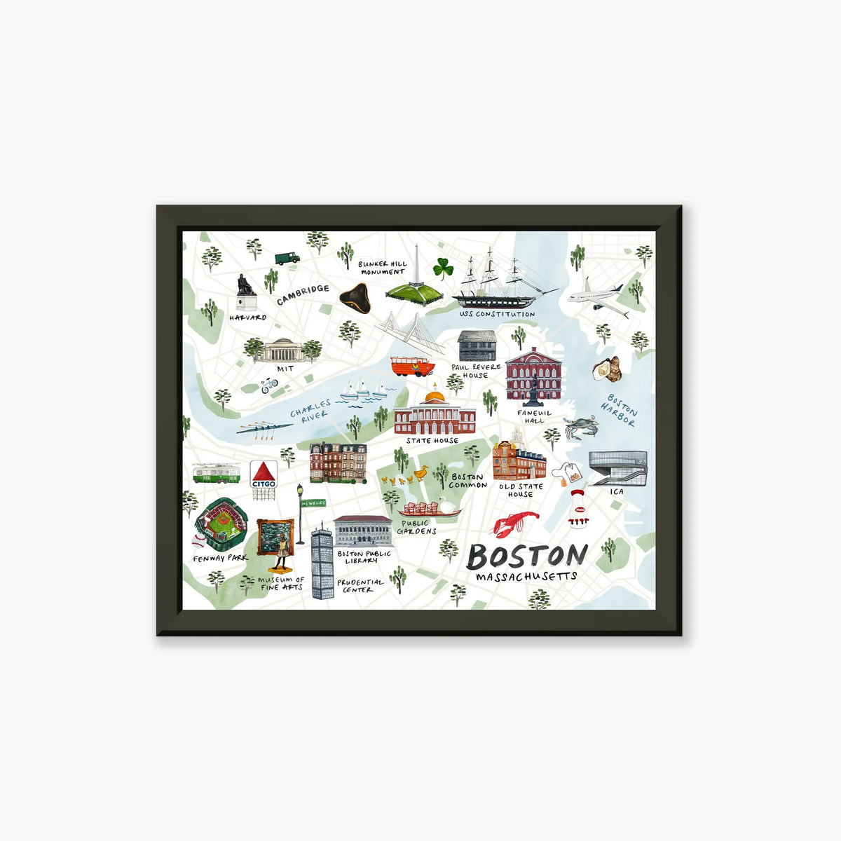 Boston Map - Framed
